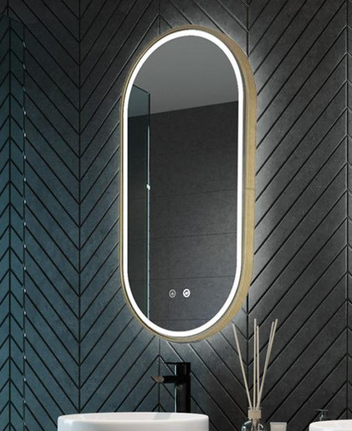 Luxury Oval Crystal Inlay Bathroom Smart Mirror Lighted For Hotel