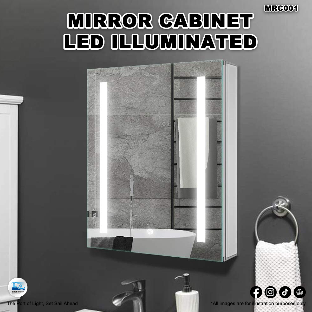 Liteharbor Illuminated Mirror Cabinet