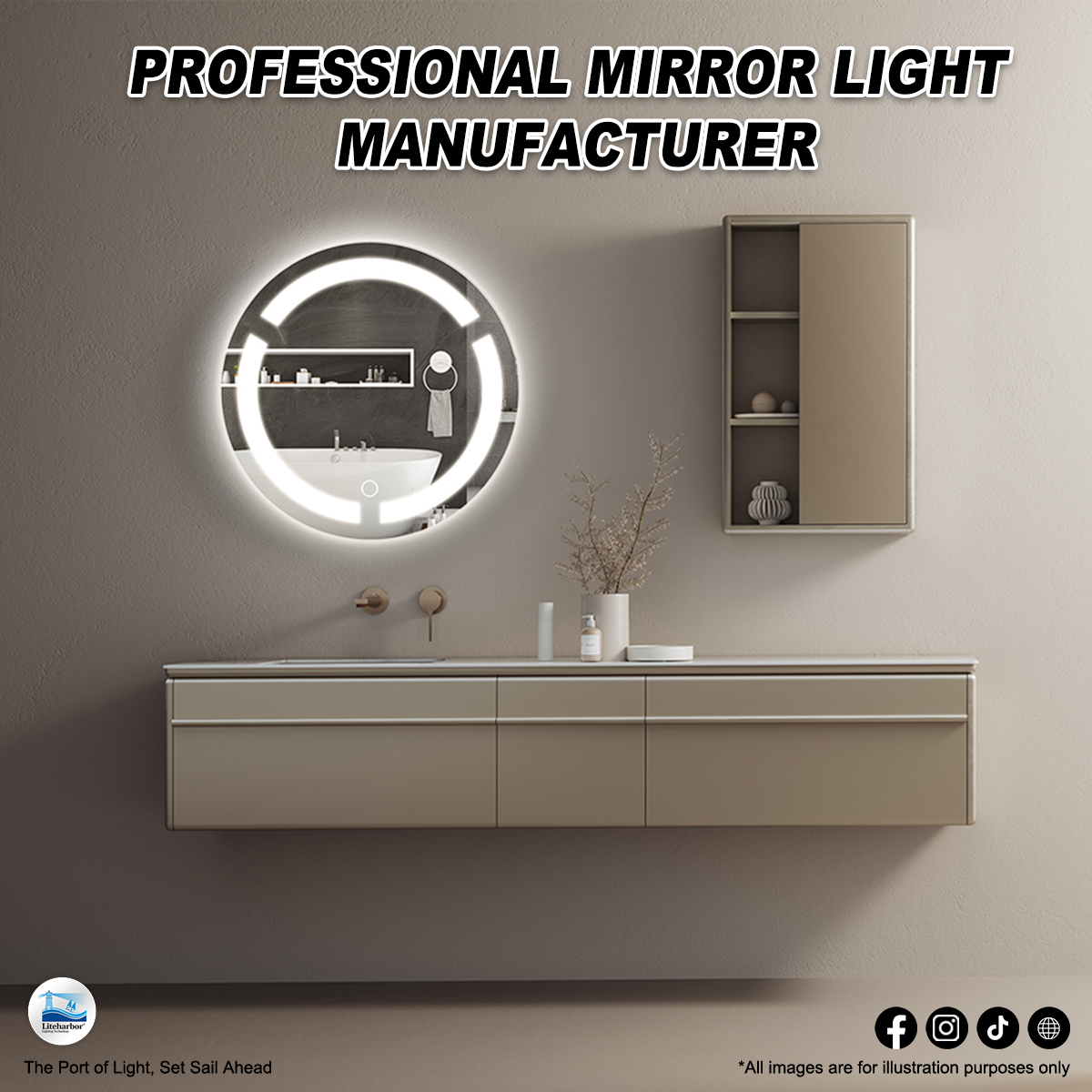 Mirror lights can increase the brightness and spaciousness of a space while showing personality and style