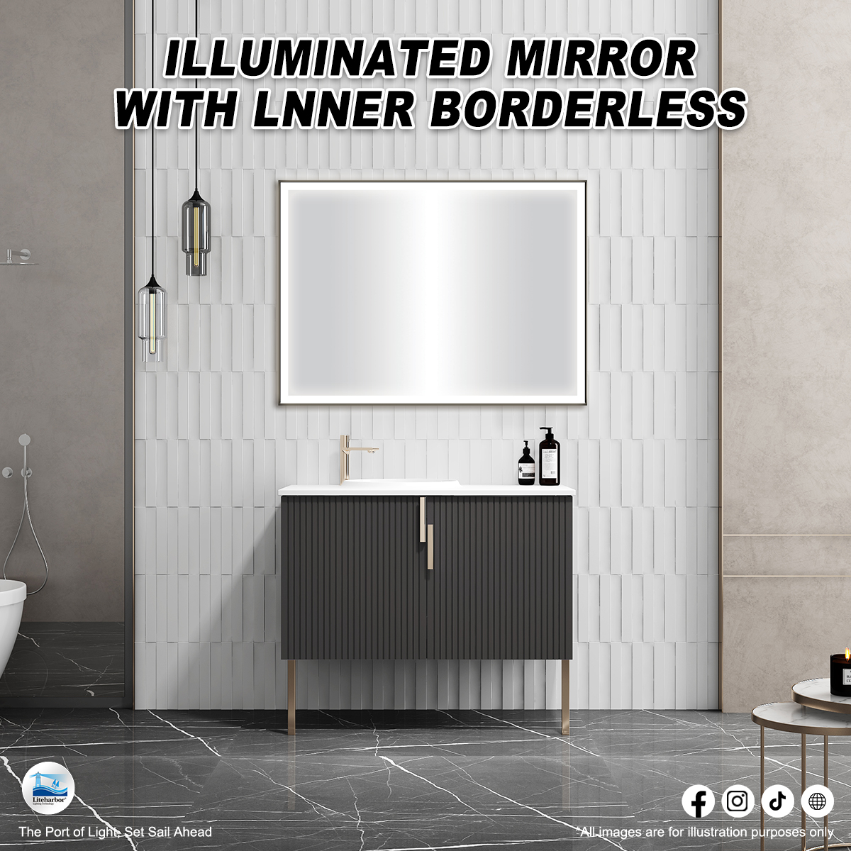 “Illuminated Mirror with Inner Borderless Design”